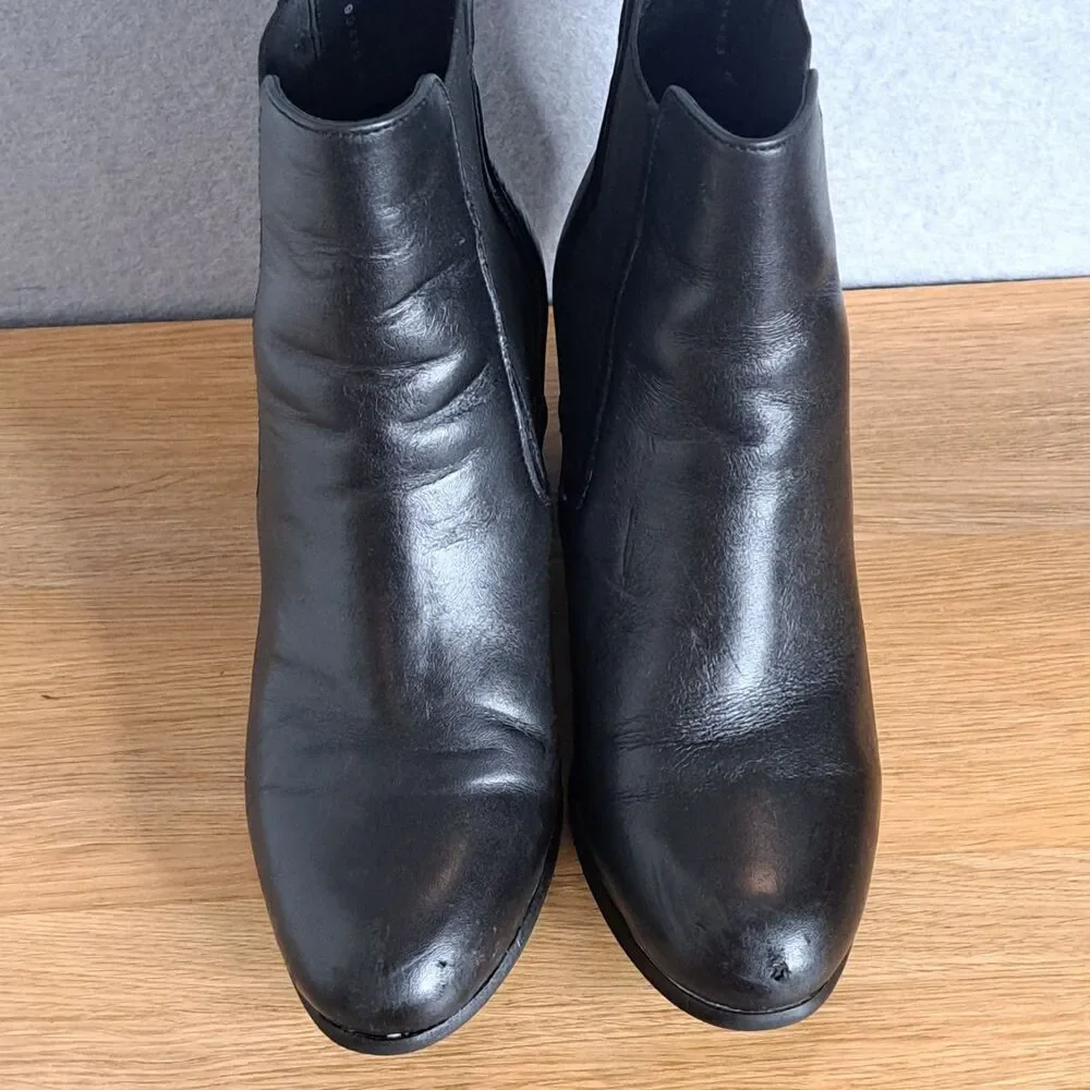 Thursday Everyday Women Black Leather Platform Chelsea Boots Size 7.5 Euro 38